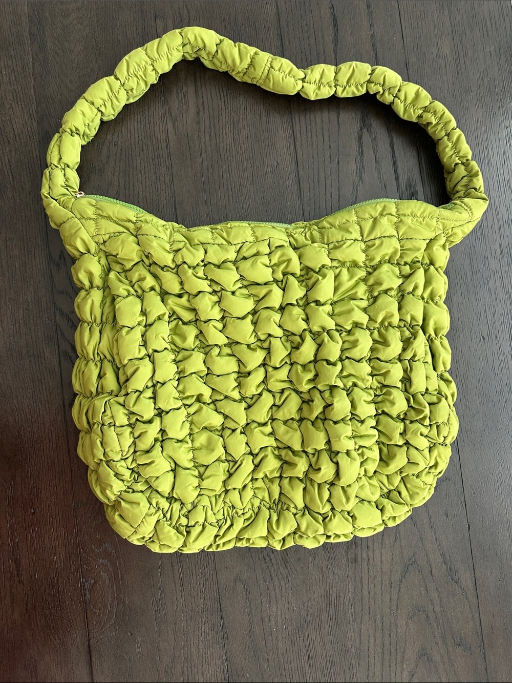 Lime Green Quilted Shoulder Bag